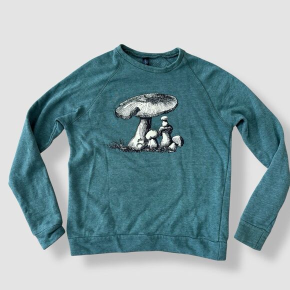 Tops - Mushroom Sweatshirt Womens Green S Fairy Hippie Fairycore